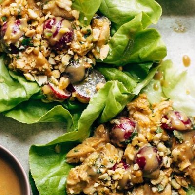 A picture of Creamy Miso Peanut Chicken Lettuce Wraps