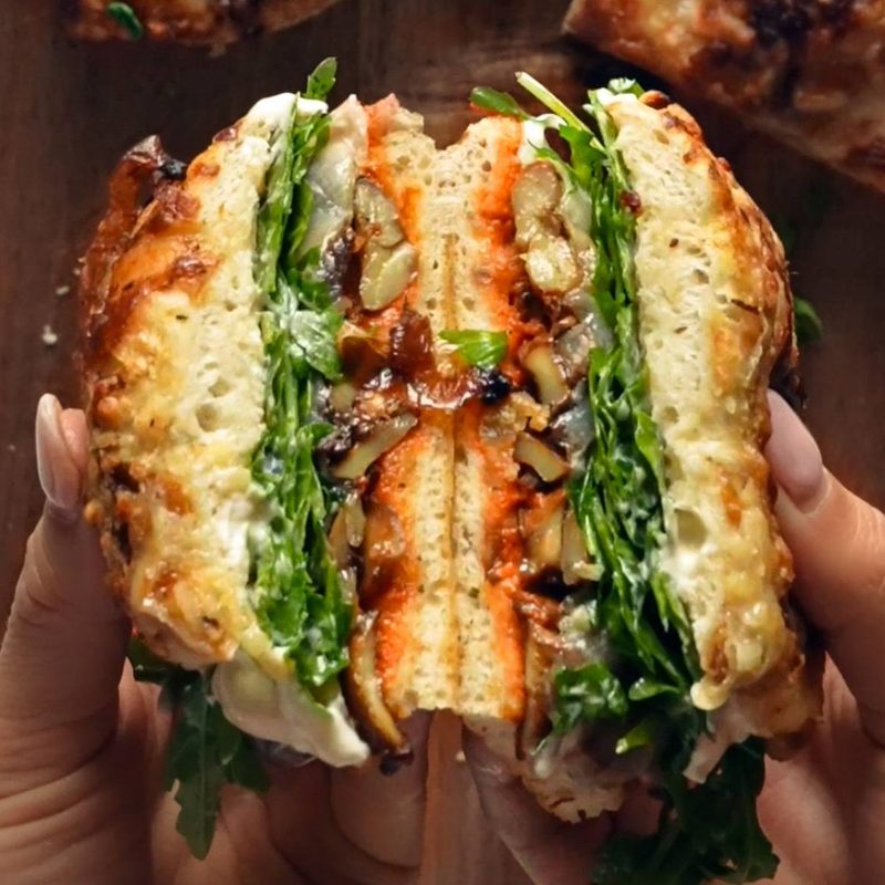 A picture of Roasted Mushroom Sandwich with Horseradish Aioli