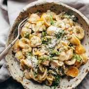 A picture of Creamy Parmesan Orecchiette with Butternut Squash and Broccolini
