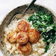 A picture of Brown Butter Scallops with Parmesan Risotto