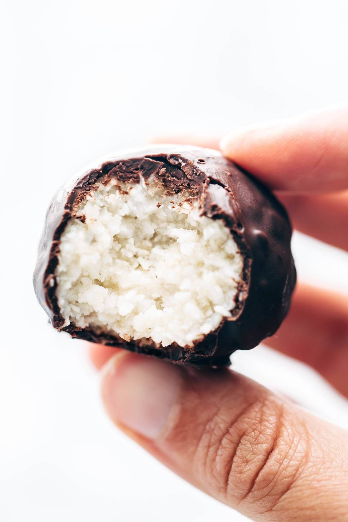Dark chocolate coconut bite.