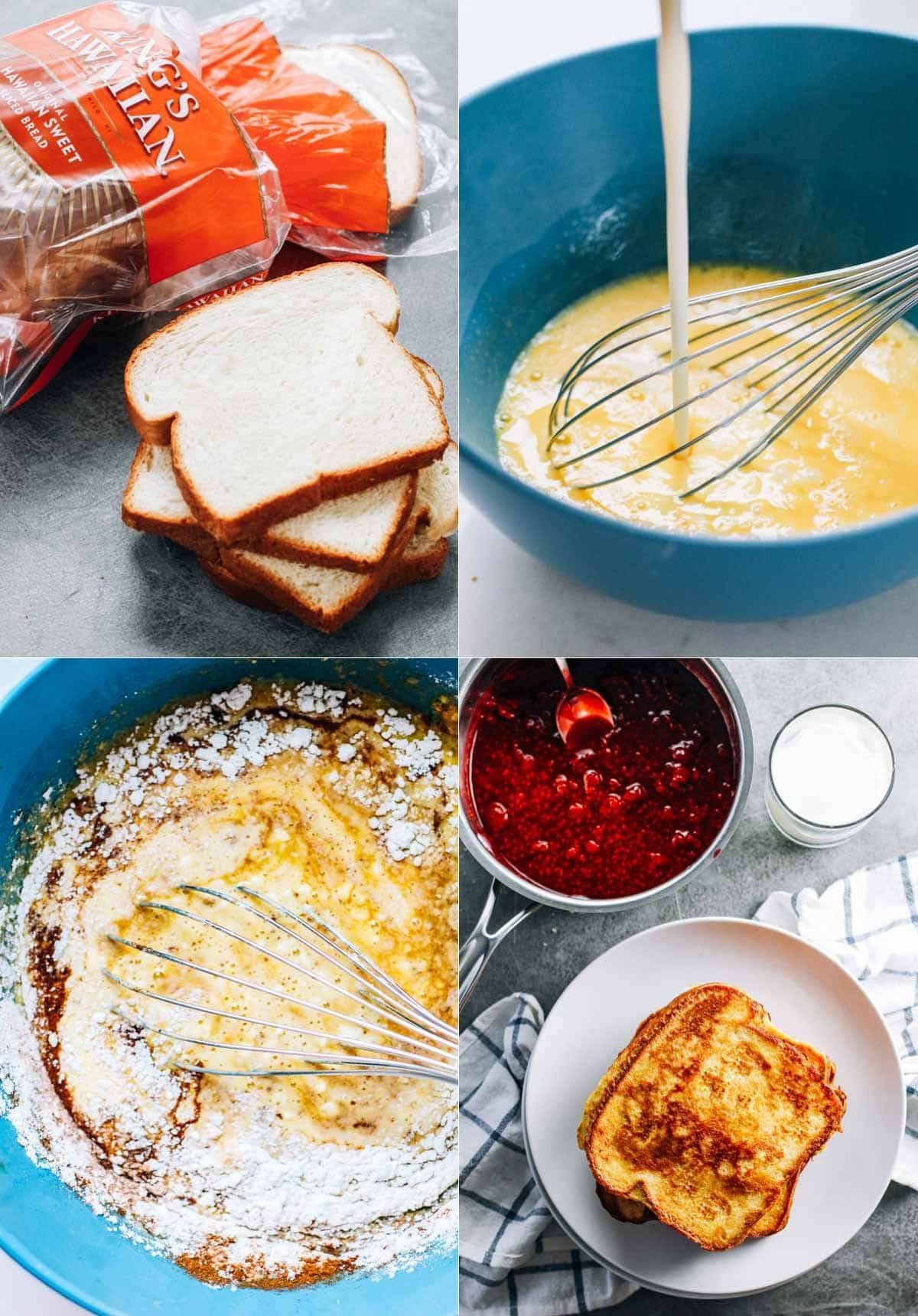 Steps to making french toast.