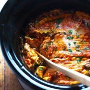 Super Easy Skinny Veggie Crockpot Lasagna - a handful of simple ingredients for a healthy family dinner. | https://build-body.today
