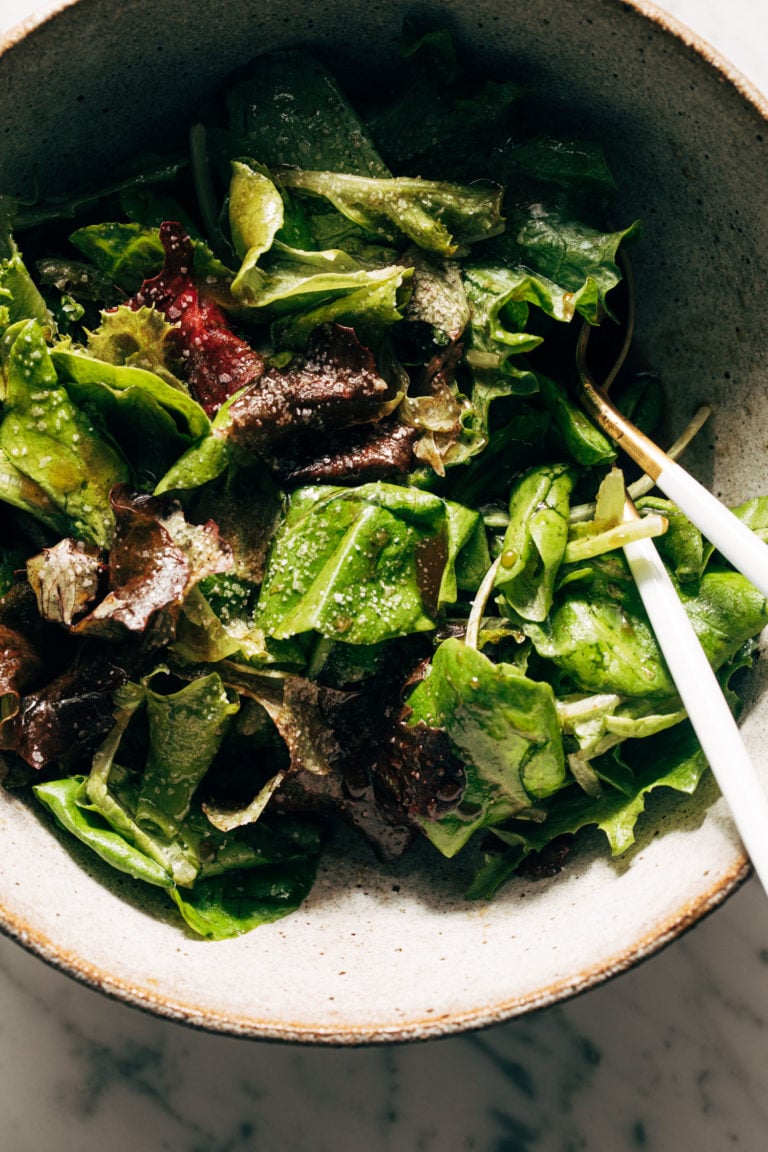 Simple green salad in a bowl.